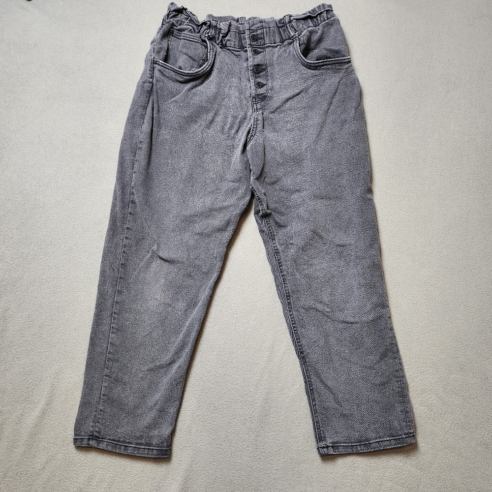 High Rise Waisted Paperbag Mom Jeans